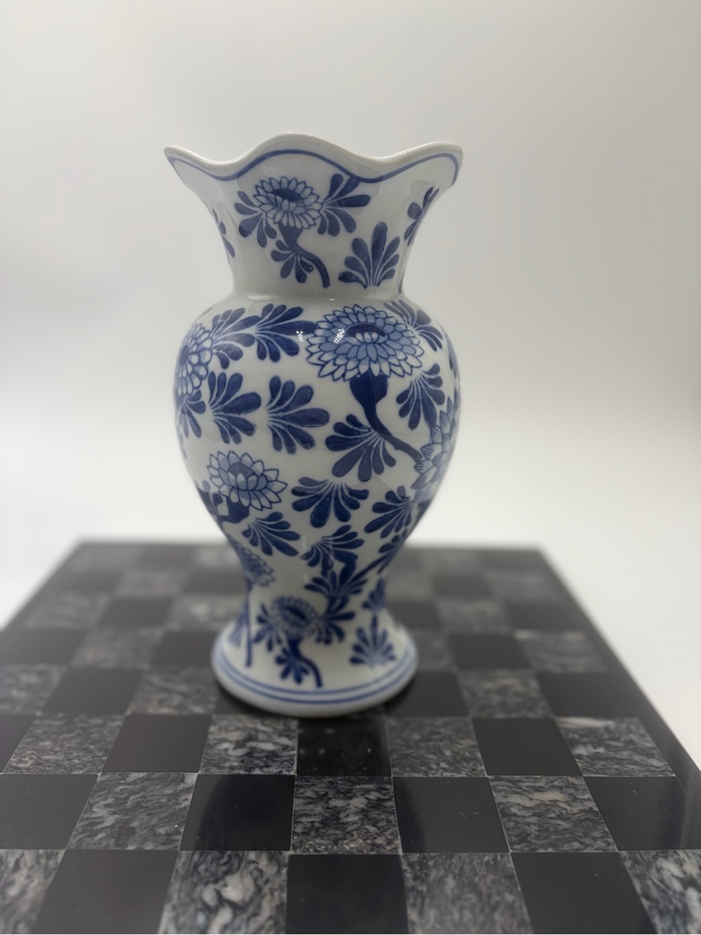 Blue and White Floral Ceramic Vase - Home Accents
